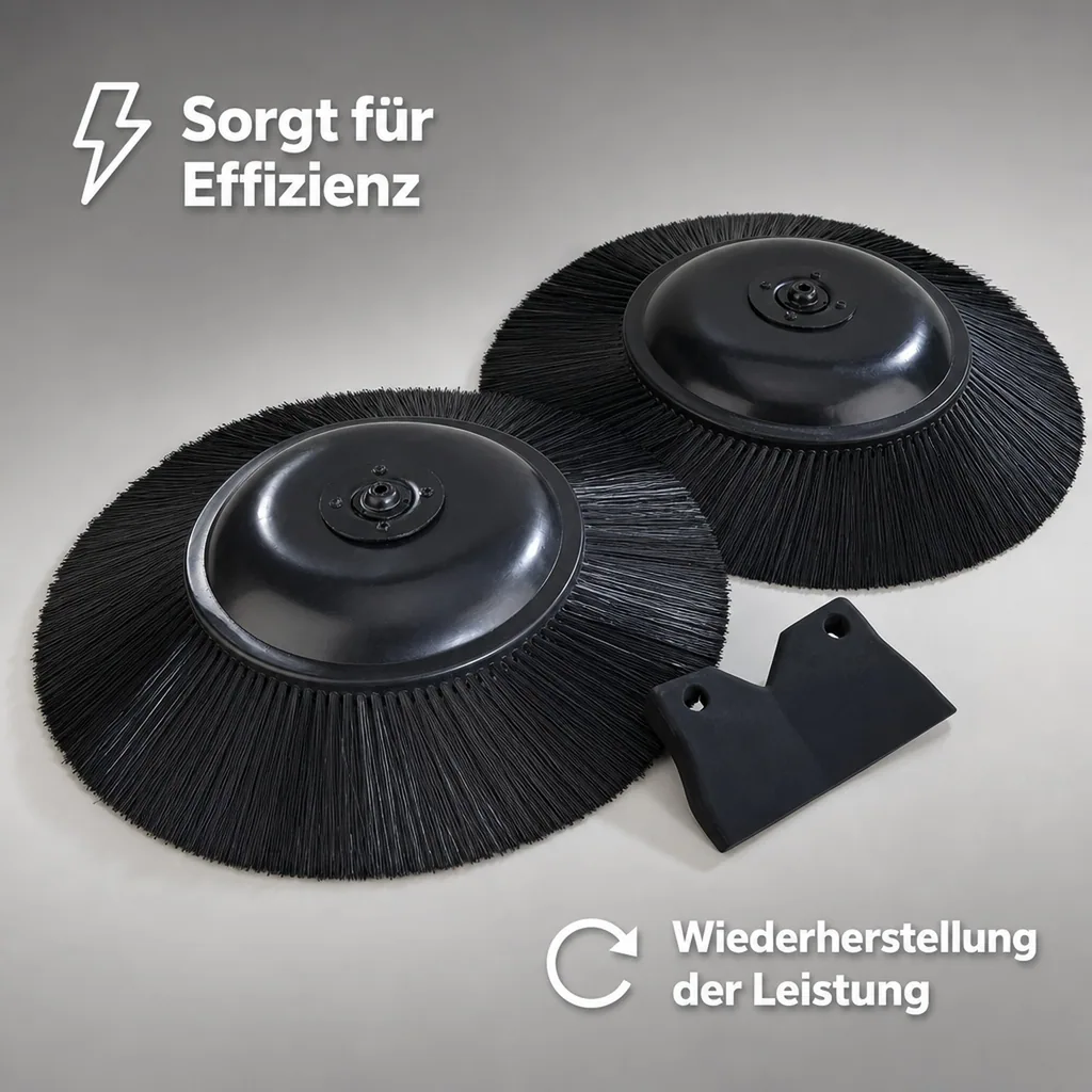 Ersatzteilset für Kehrmaschine, 2 Bürsten + 1 Dichtlippe