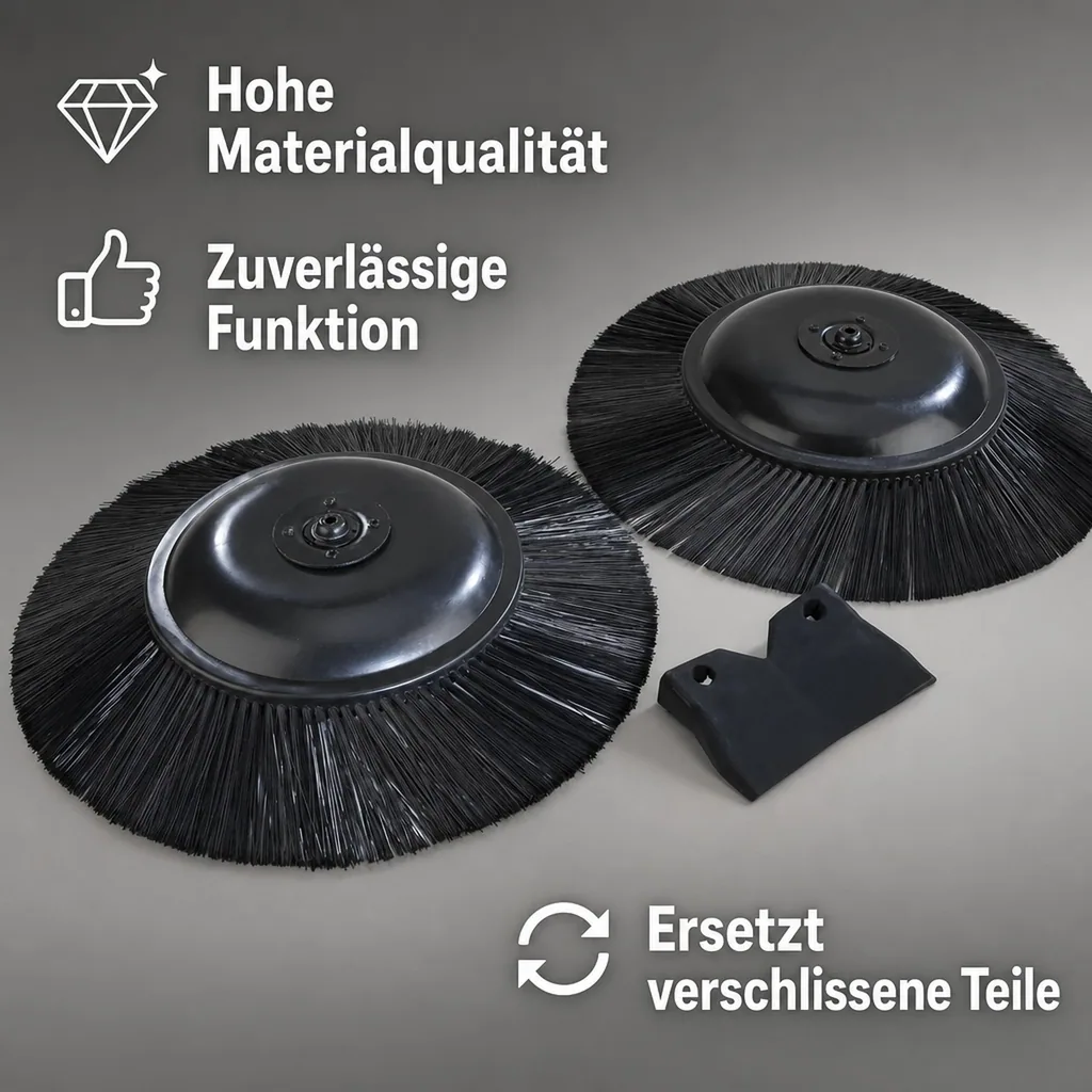 Ersatzteilset für Kehrmaschine, 2 Bürsten + 1 Dichtlippe