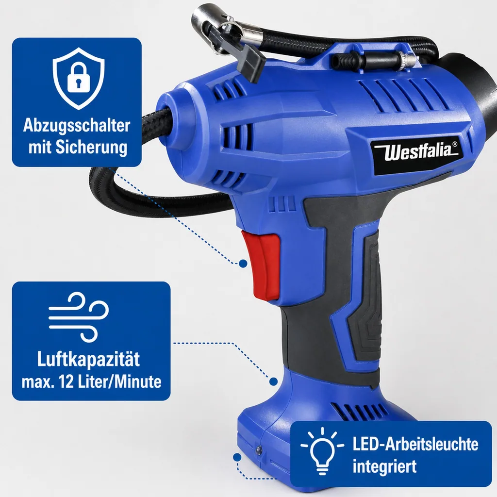 Kabellose Luftpumpe ADLP18, 18 Volt Li-Ion (ohne Akku und Ladegerät)