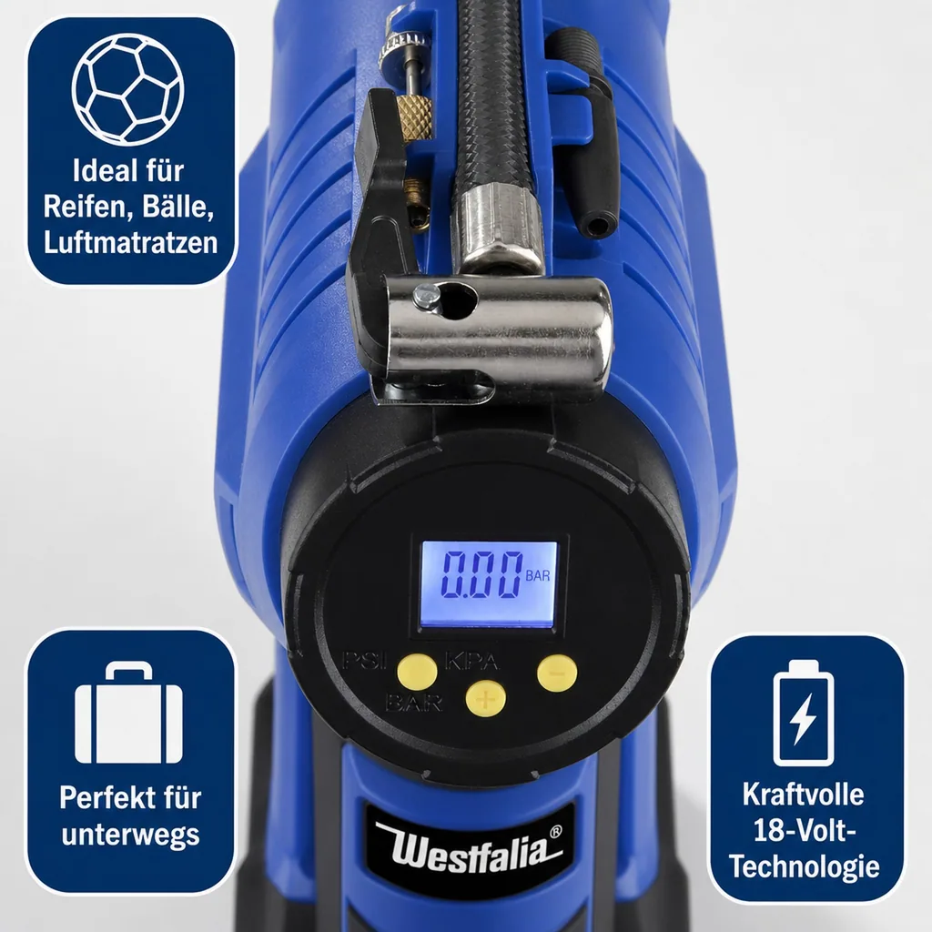 Kabellose Luftpumpe ADLP18, 18 Volt Li-Ion (ohne Akku und Ladegerät)