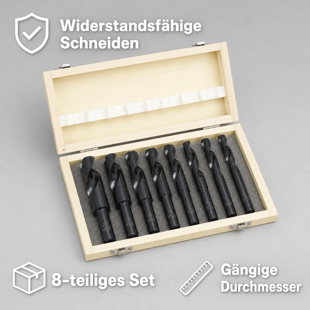 Spiralbohrer Satz mit abgedrehtem Schaft 8-teilig