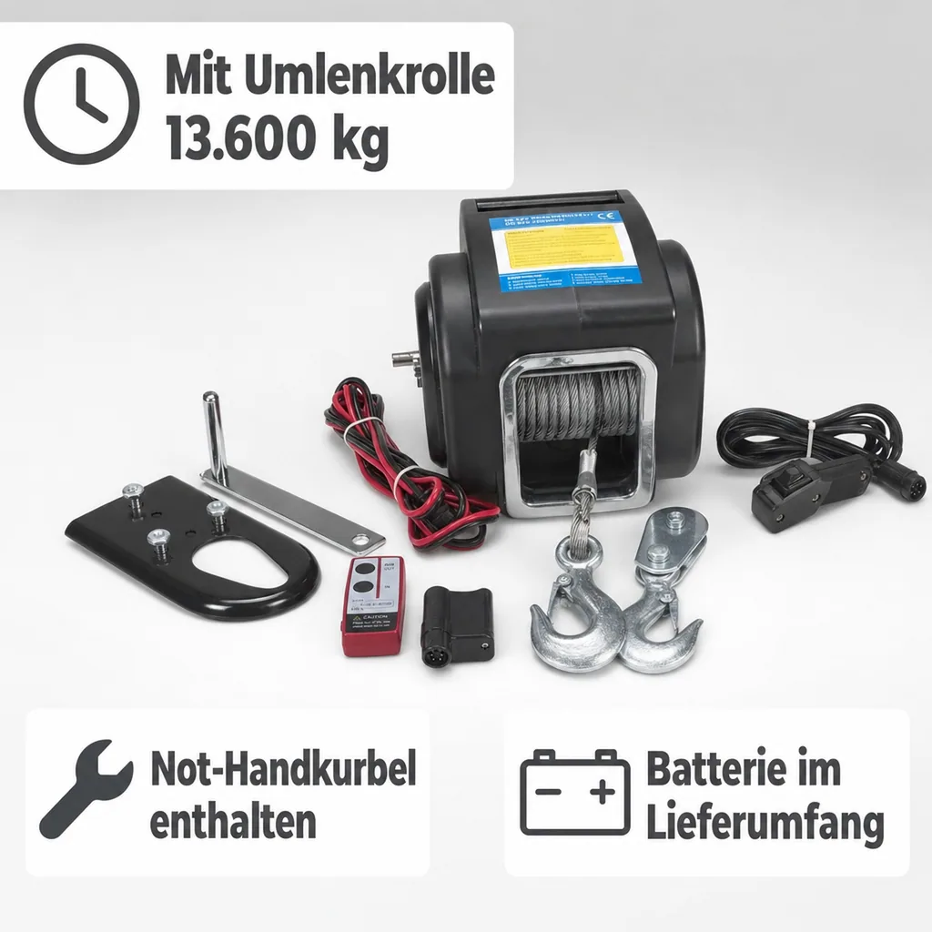 Tragbare Motor-Seilwinde, 6800 kg mit Funkfernbedienung