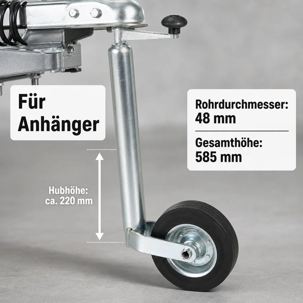 Anhänger-Stützrad, Vollgummi