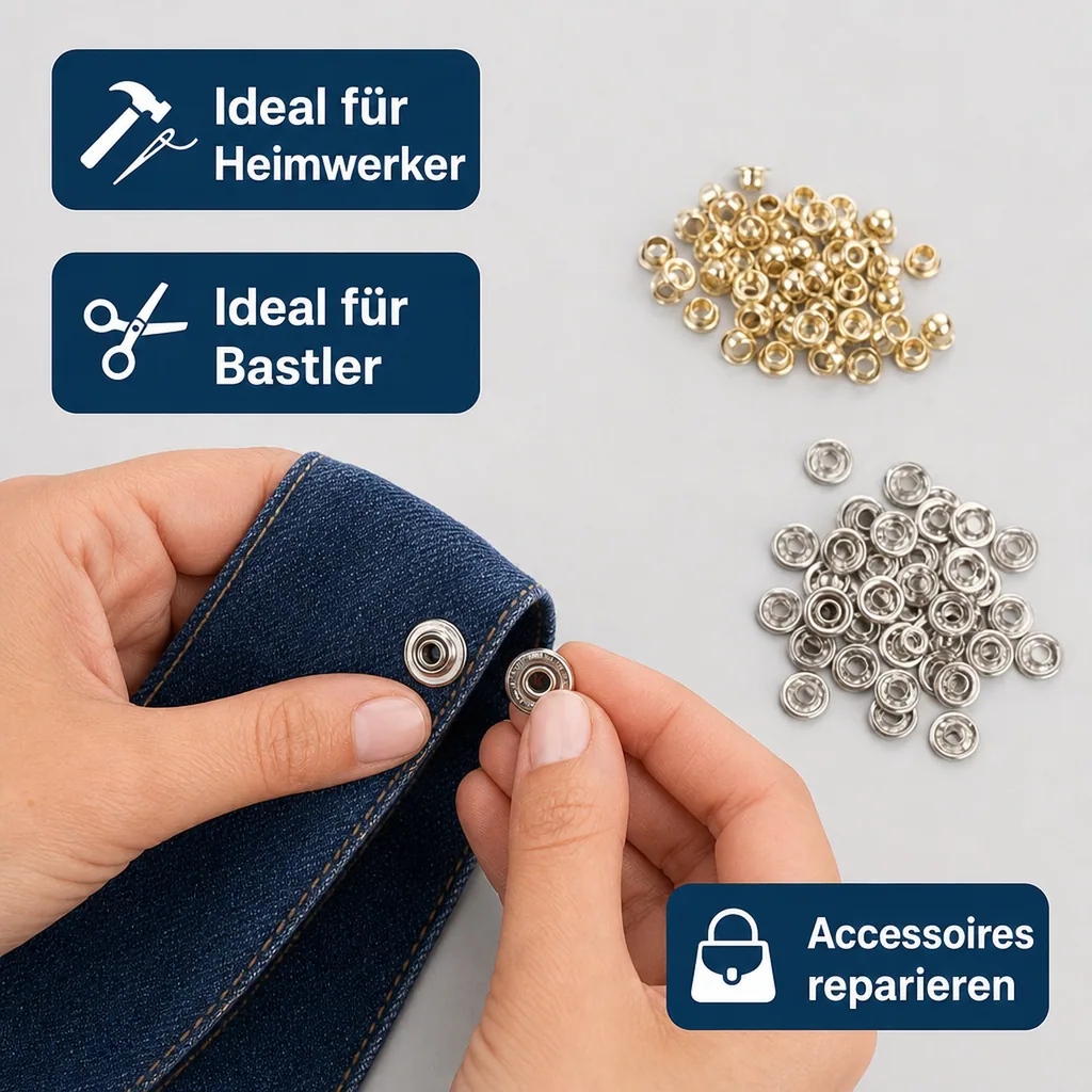 Ösen- und Druckknopf Set, 250-teilig