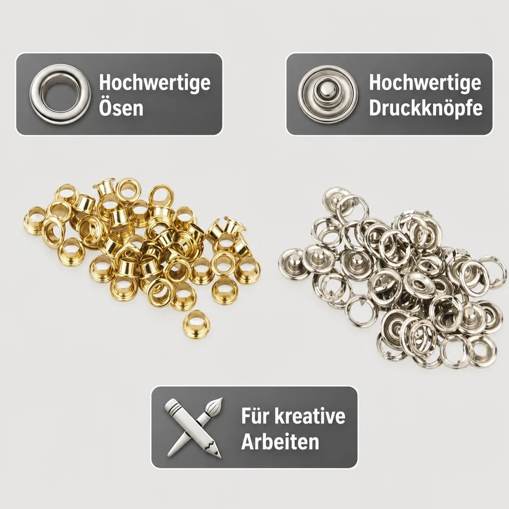 Ösen- und Druckknopf Set, 250-teilig
