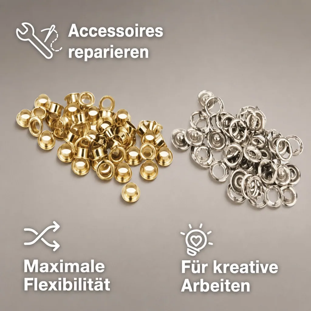Ösen- und Druckknopf Set, 250-teilig