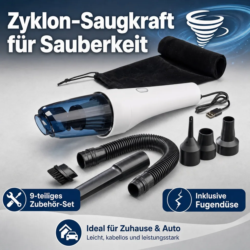 Akku Zyklon Handsauger Home & Car 12 Volt, 9-teilig