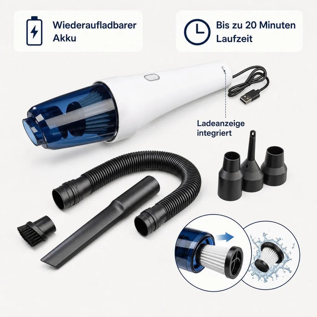 Akku Zyklon Handsauger Home & Car 12 Volt, 9-teilig