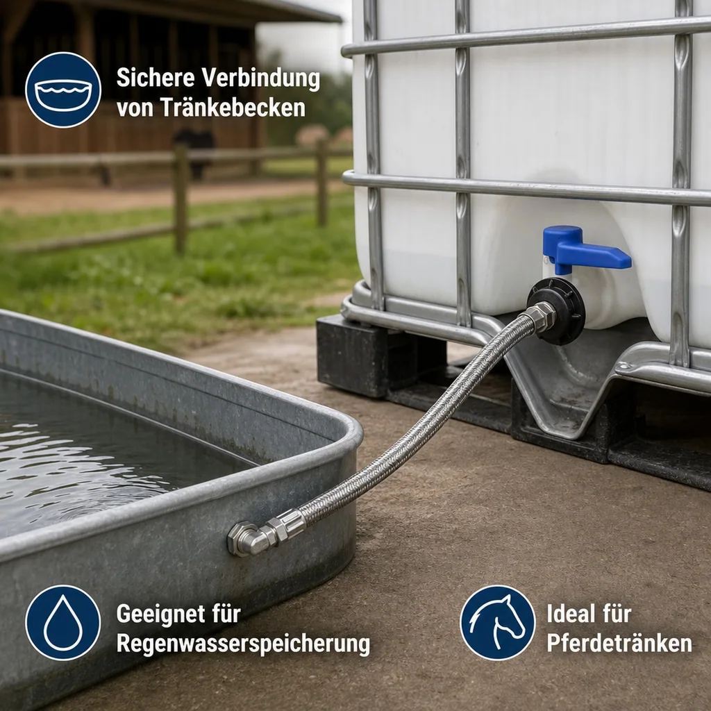 Anschlussset für IBC Behälter - mit flexiblen Panzerschlauch
