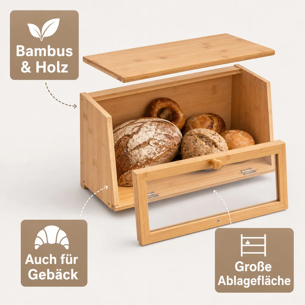 Brotkasten XXL aus Bambus & Holz