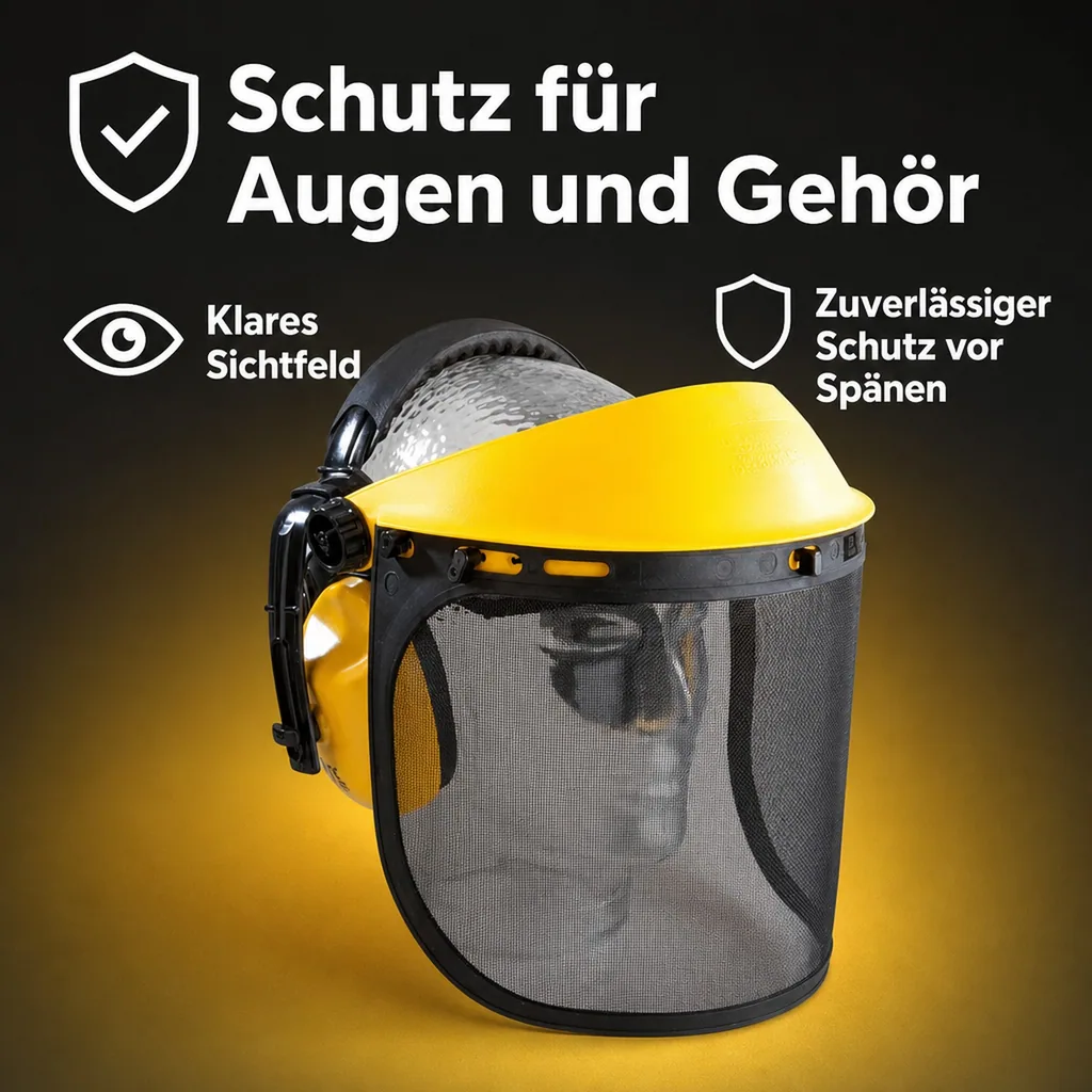 Gehör- und Gesichtsschutz, mit Draht-Visier