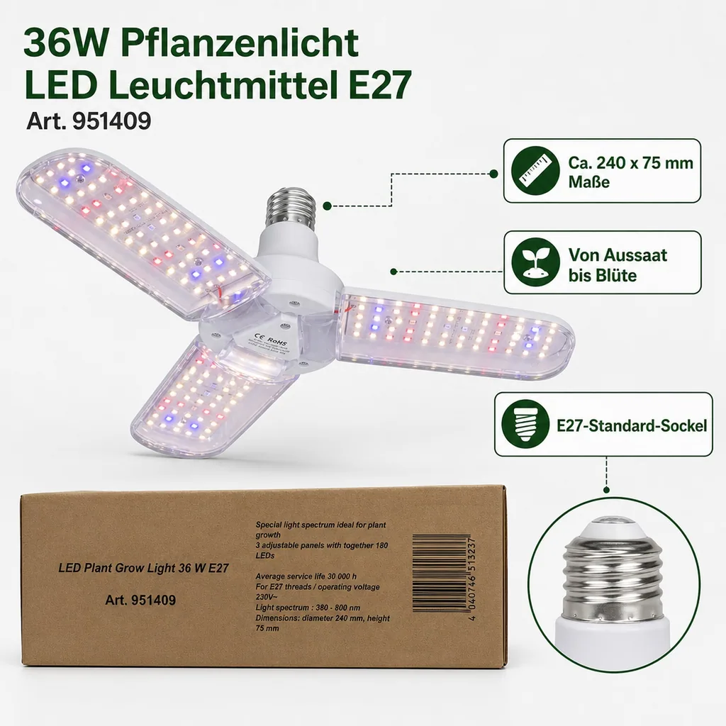 36W Pflanzenlicht LED Leuchtmittel E27