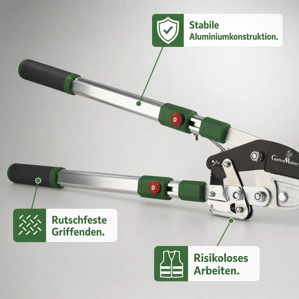 Amboss Astschere mit Ratsche und Teleskopgriff