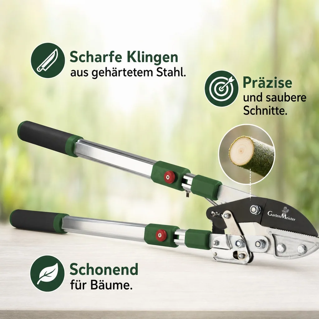 Amboss Astschere mit Ratsche und Teleskopgriff