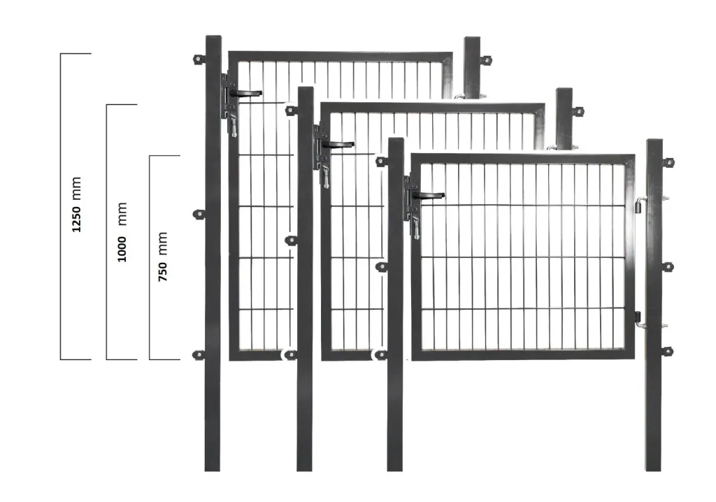 Gartentor für Einstabmatte anthrazit, einflügelig - 125 cm hoch - 100 cm breit