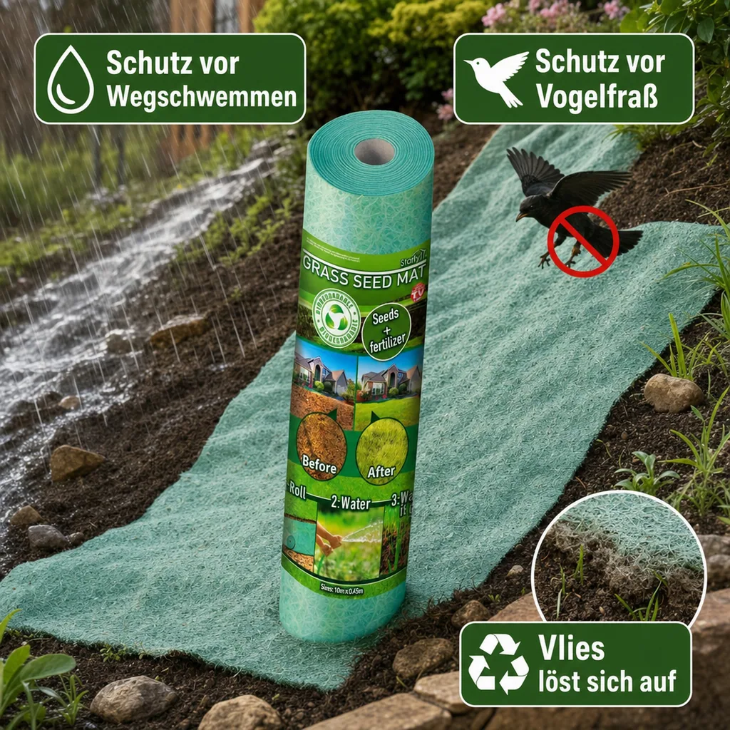 Rasenmatte mit Samen und Dünger, Grass seed Mat