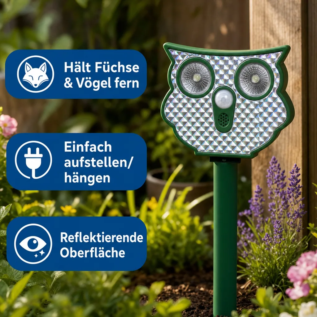 Solar-Ultraschall-Tierschreck "Eule"
