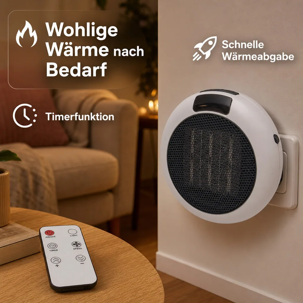 Steckdosenheizer mit Fernbedienung
