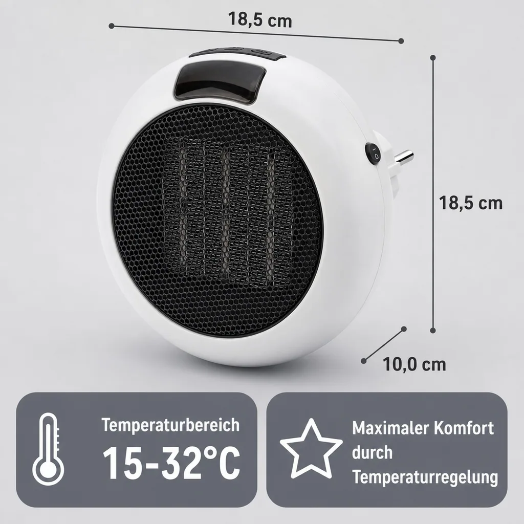 Steckdosenheizer mit Fernbedienung