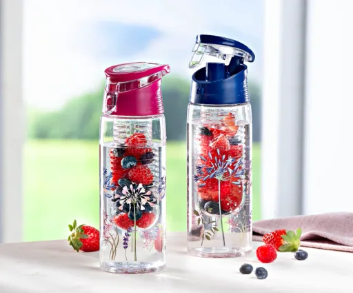 Trinkflasche mit Fruchteinsatz (Farbe: blau)