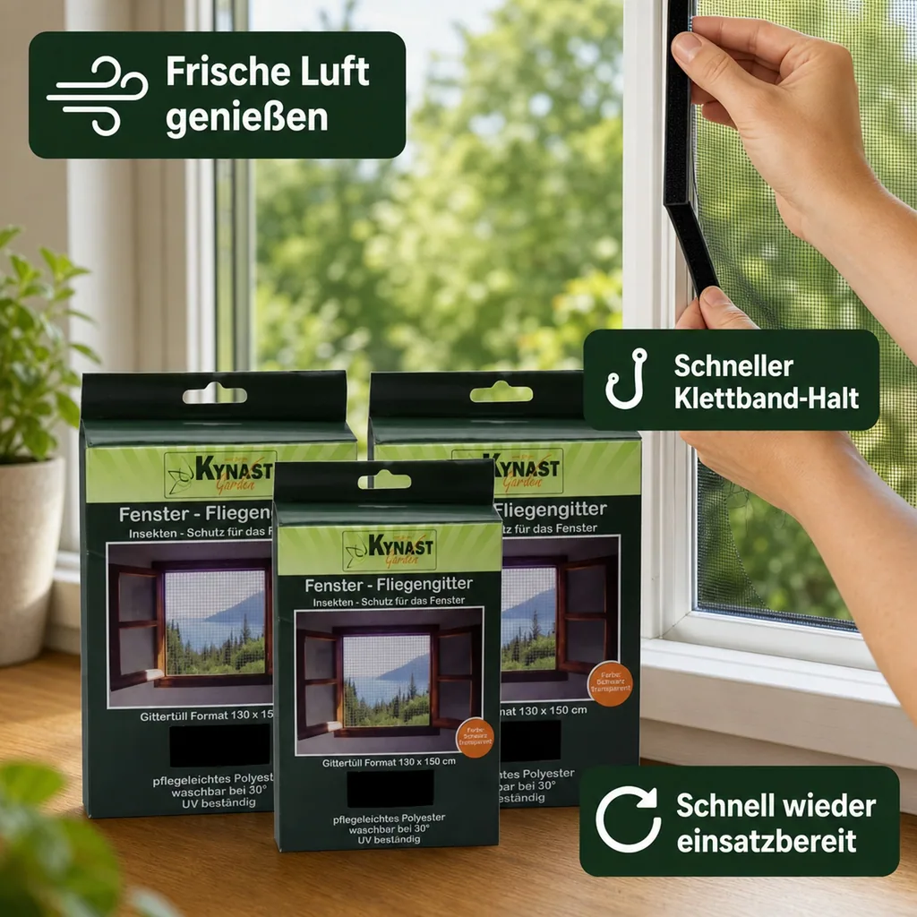 Fliegengitter für Fenster, 130 x 150 cm