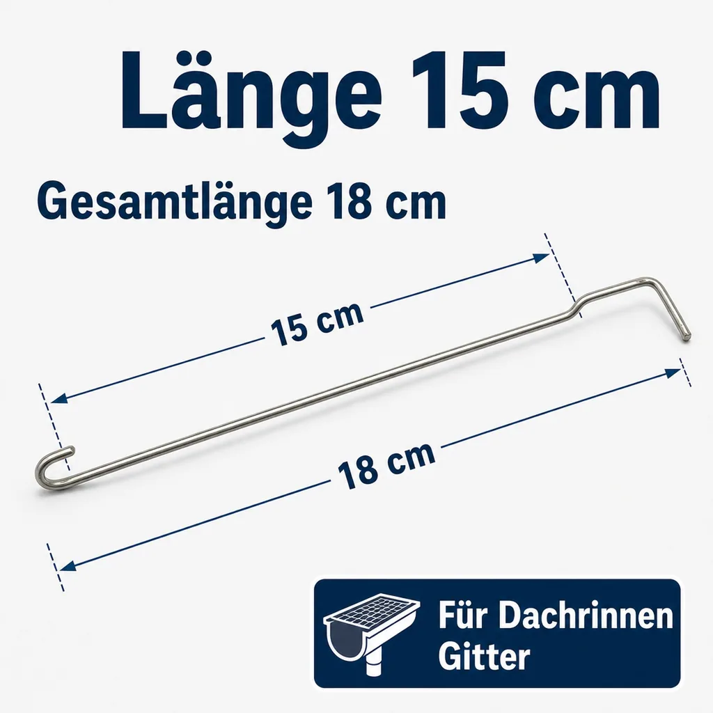 Drahtclips für Dachrinnen Abdeckung, 12 Stück, Länge 15 cm