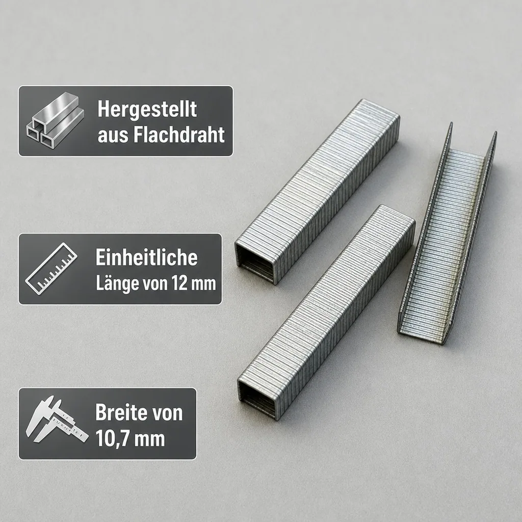 12 mm Flachdraht Tacker Klammern,1.000 Stück, 1,2 mm