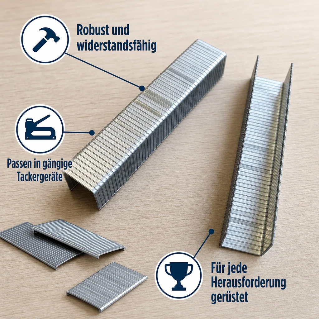 12 mm Flachdraht Tacker Klammern,1.000 Stück, 1,2 mm