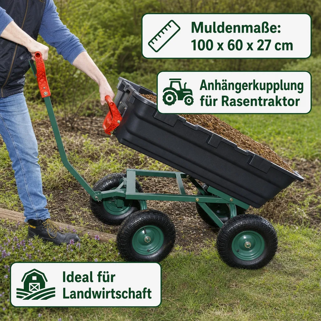 Garten Transportwagen GMGW550, 550 kg Tragkraft, kippbar
