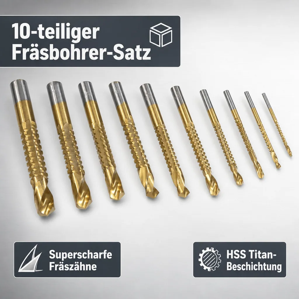 HSS Titan Fräsbohrer-Satz 10-teilig