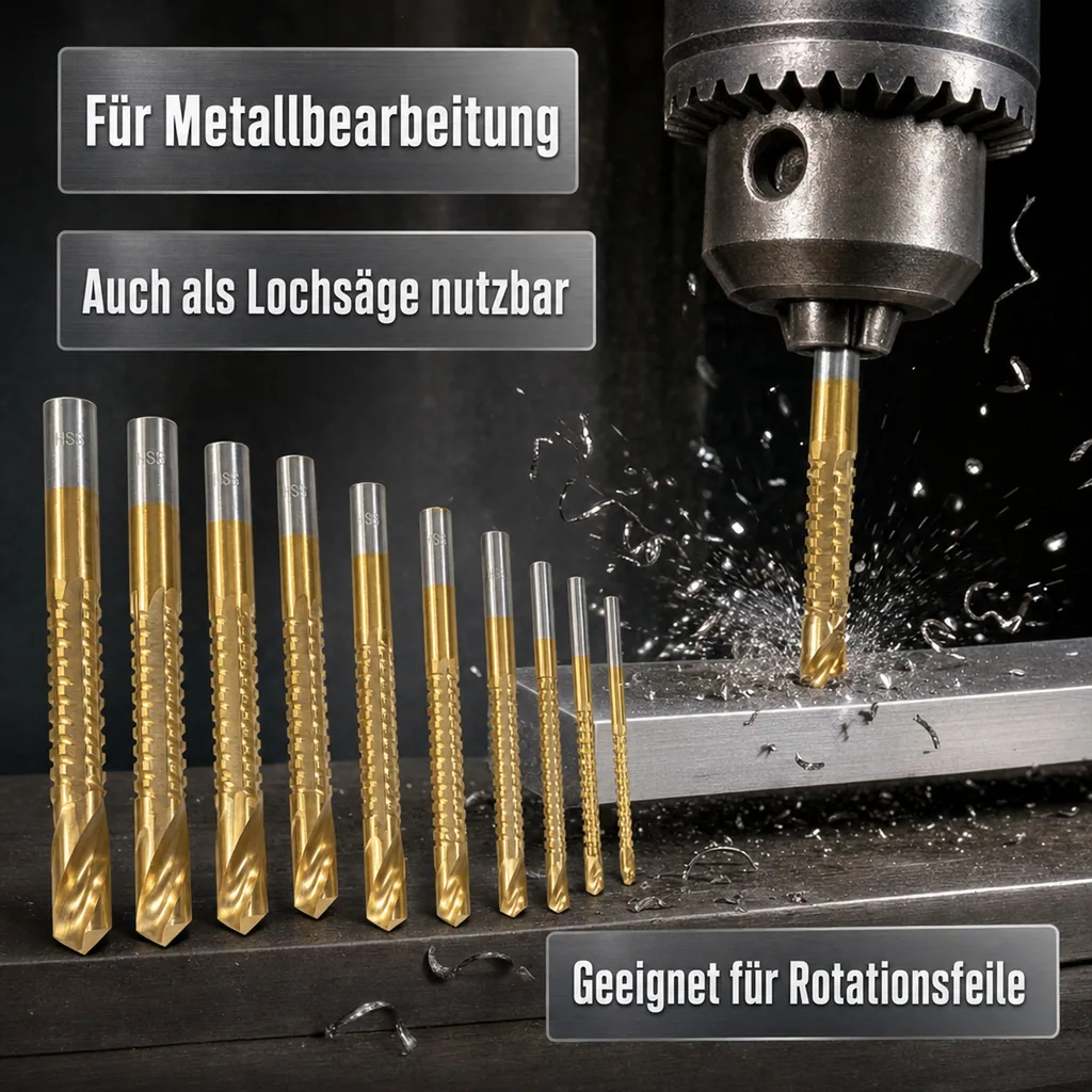 HSS Titan Fräsbohrer-Satz 10-teilig