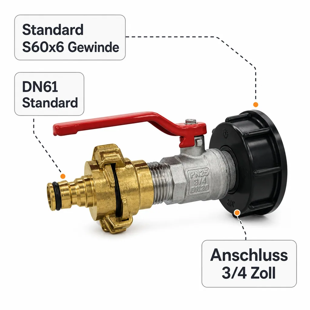 IBC Adapter S60x6, mit GeKA Kupplung