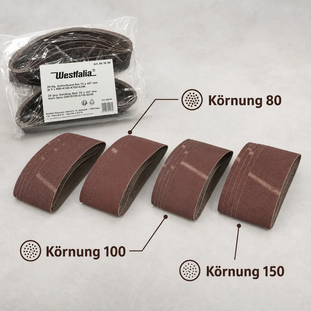 Schleifband-Set 75 x 457 mm, 20-teilig