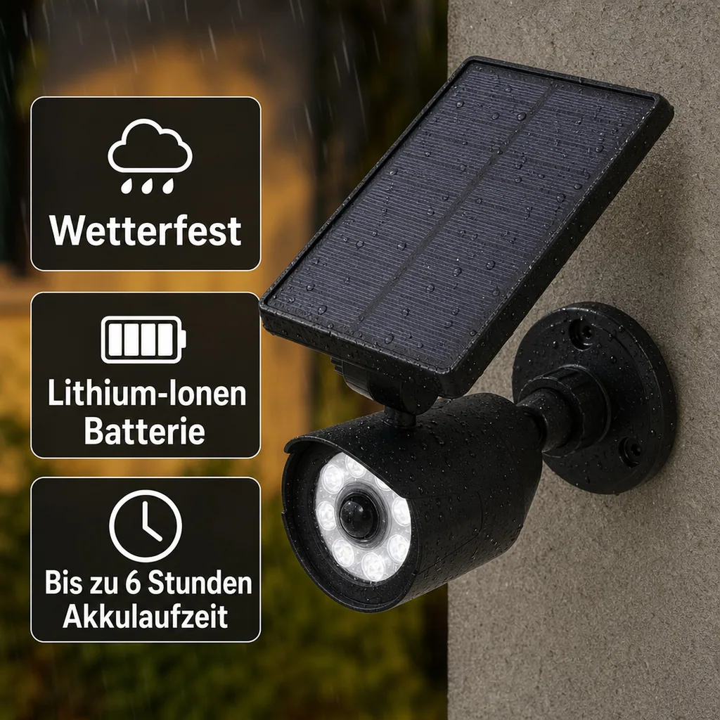 Solar Außenleuchte mit Bewegungsmelder und Dämmerungssensor