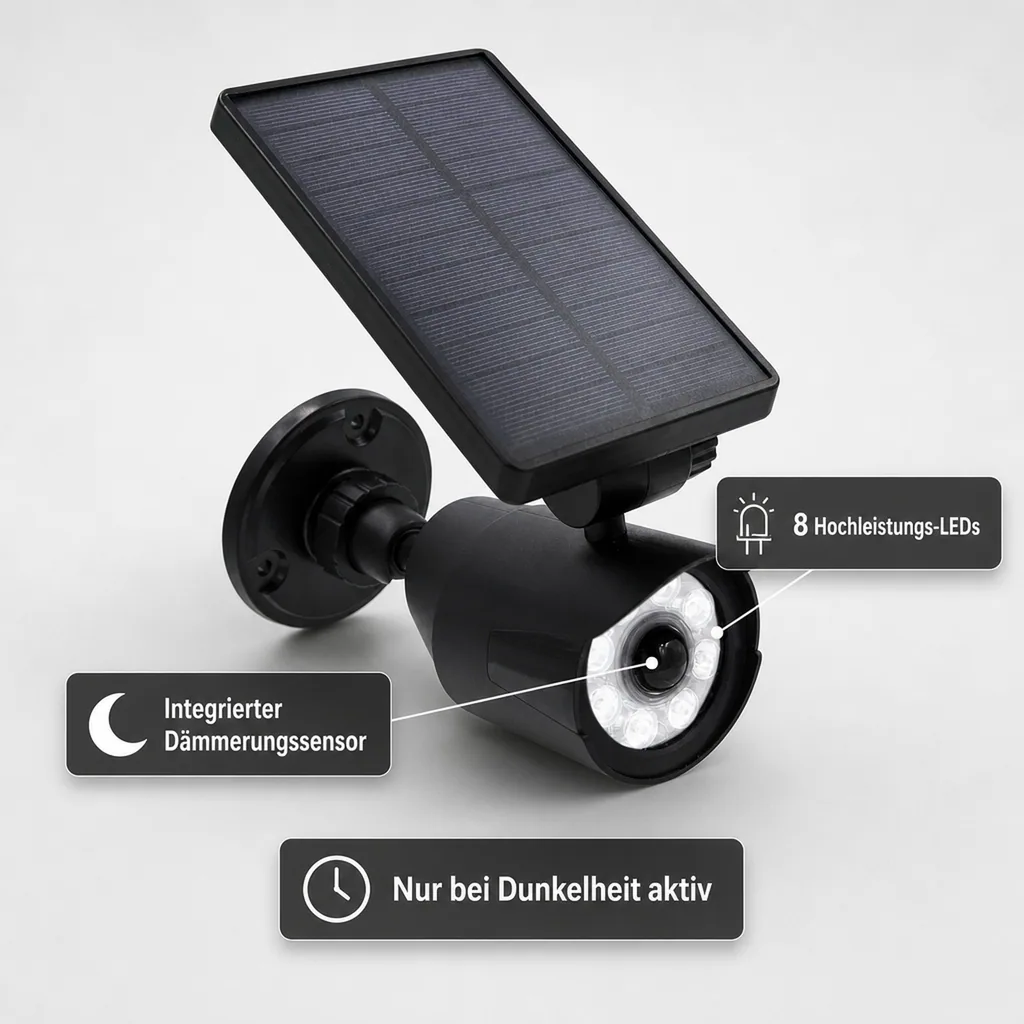 Solar Außenleuchte mit Bewegungsmelder und Dämmerungssensor