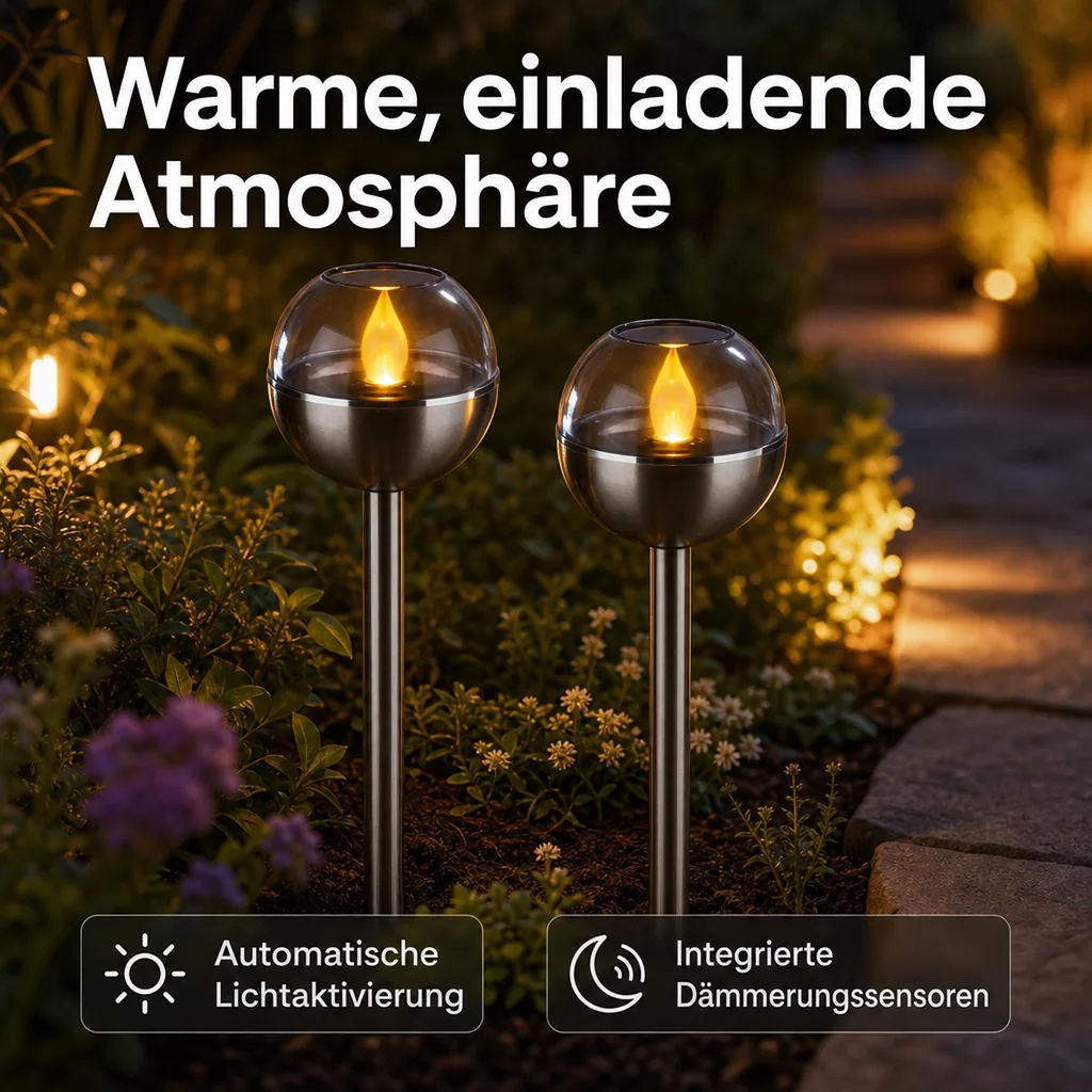 2in1 Solar Flacker Leuchten, amber, 2er Set
