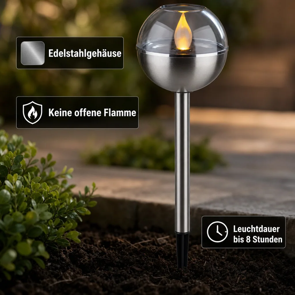 2in1 Solar Flacker Leuchten, amber, 2er Set