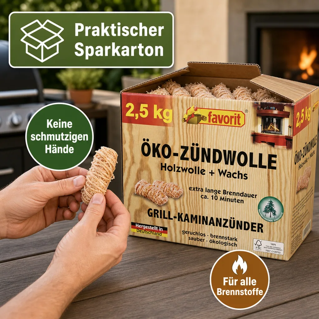 Öko-Zündwolle, Feueranzünder, Spar-Pack, 2,5 kg