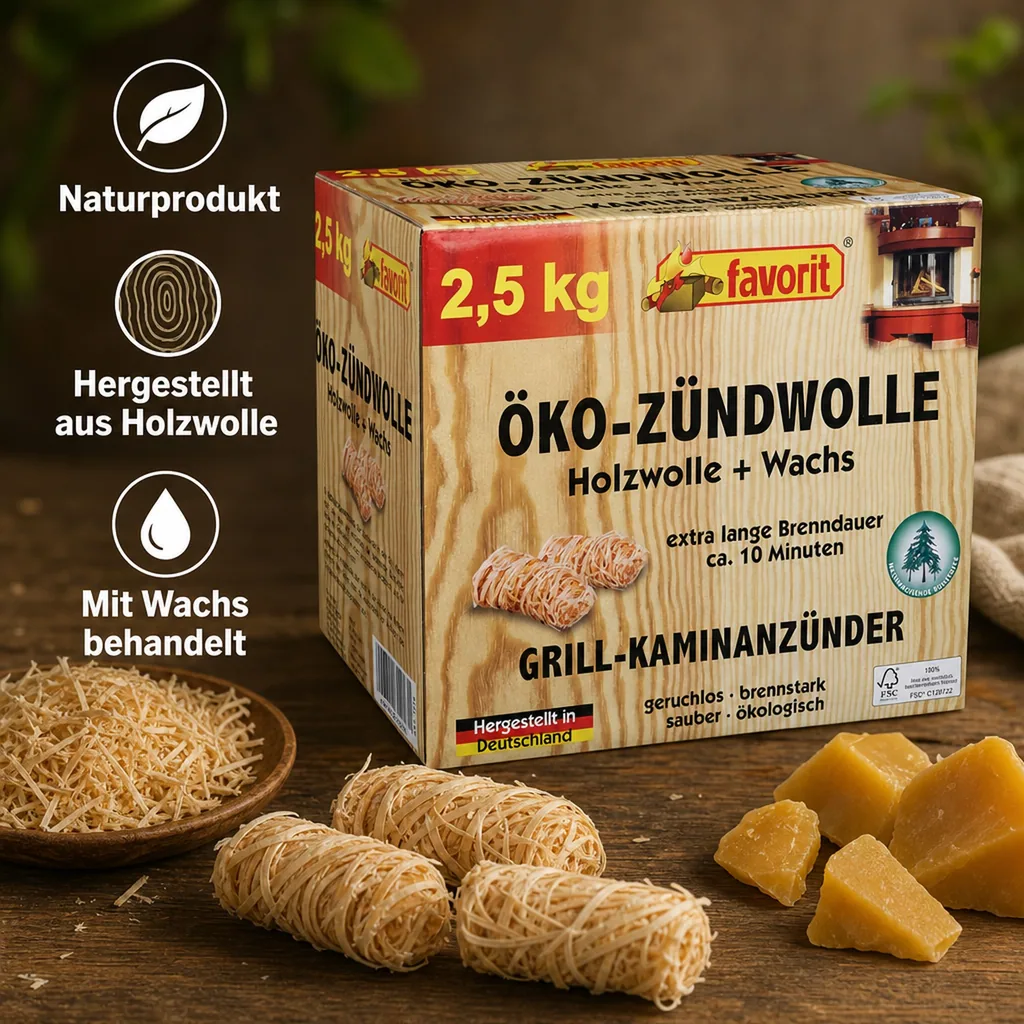 Öko-Zündwolle, Feueranzünder, Spar-Pack, 2,5 kg