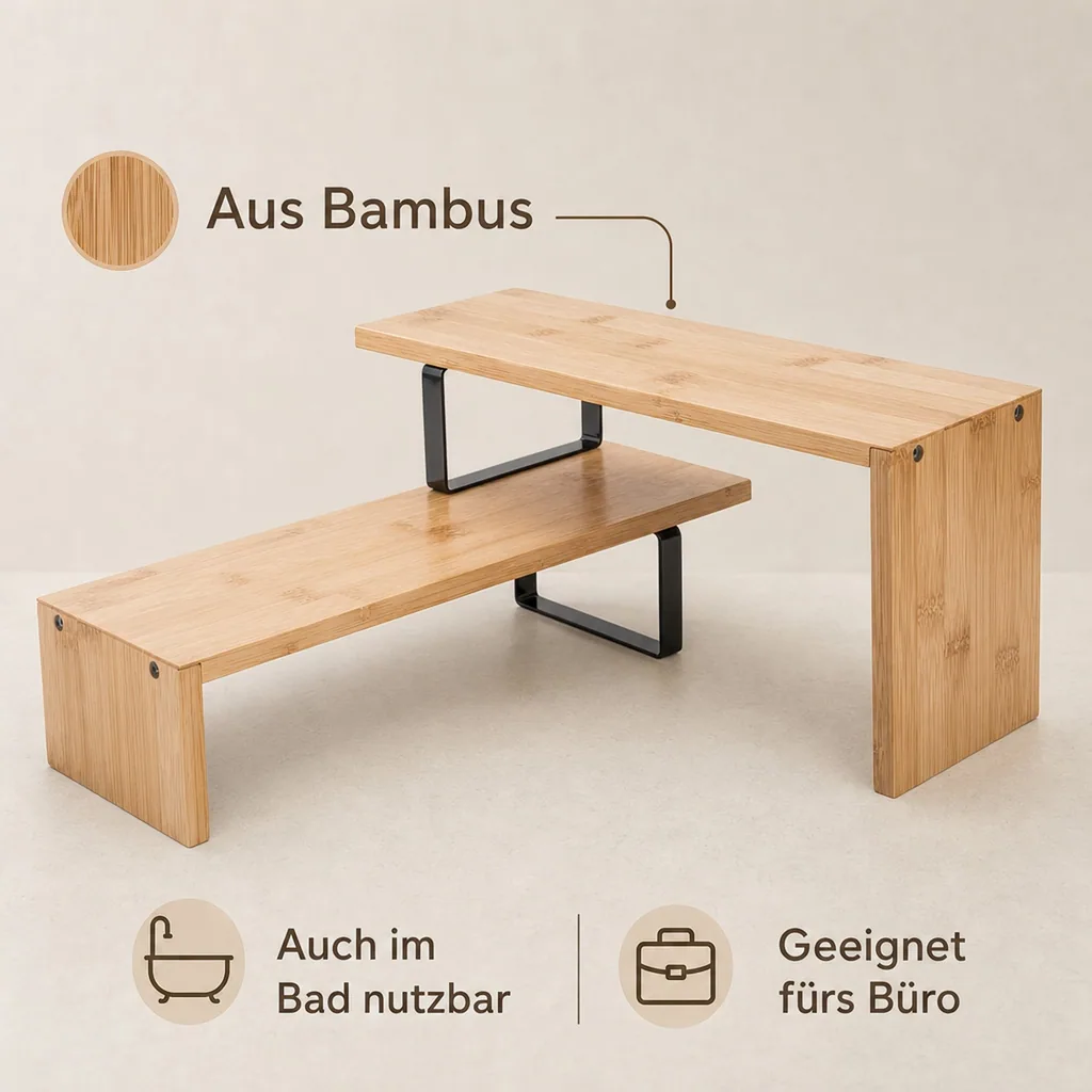 Küchenablage aus Bambus, 2-stufig