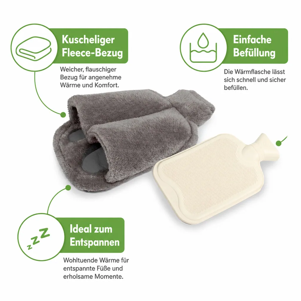 Fußwärmer inkl. Wärmflasche, grau