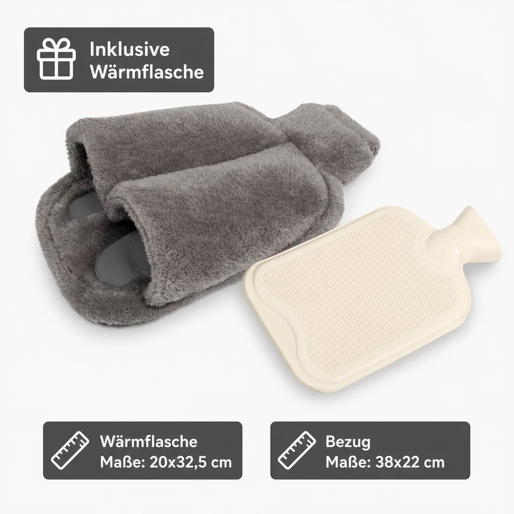 Fußwärmer inkl. Wärmflasche, grau