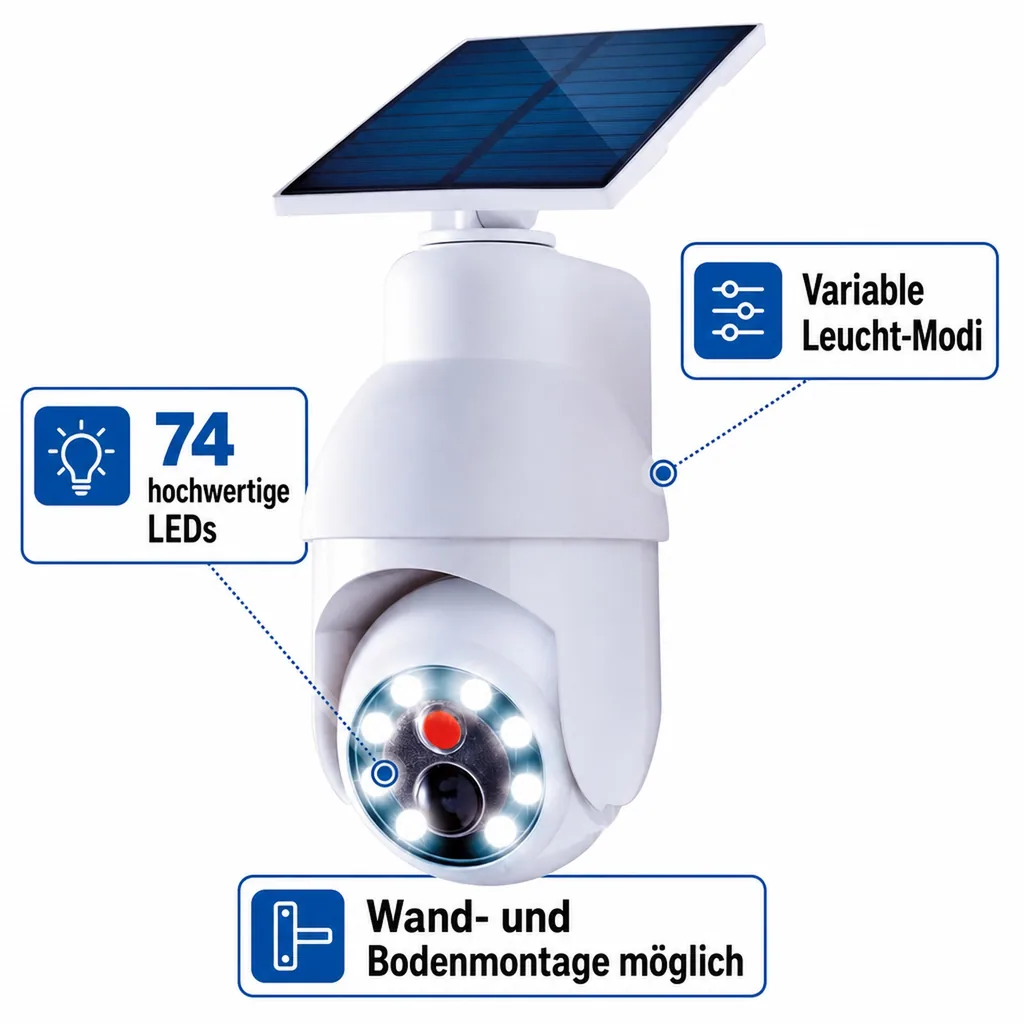 LED Solar Licht mit Kamera Attrappe Panta Solar Security 360
