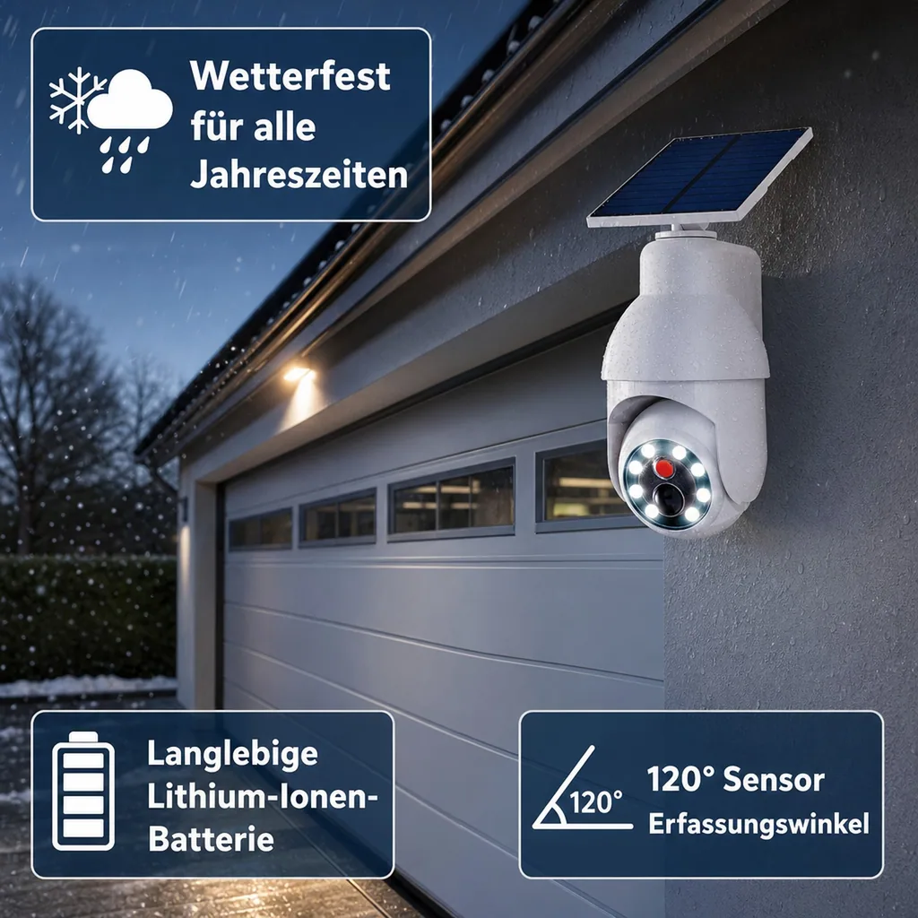 LED Solar Licht mit Kamera Attrappe Panta Solar Security 360