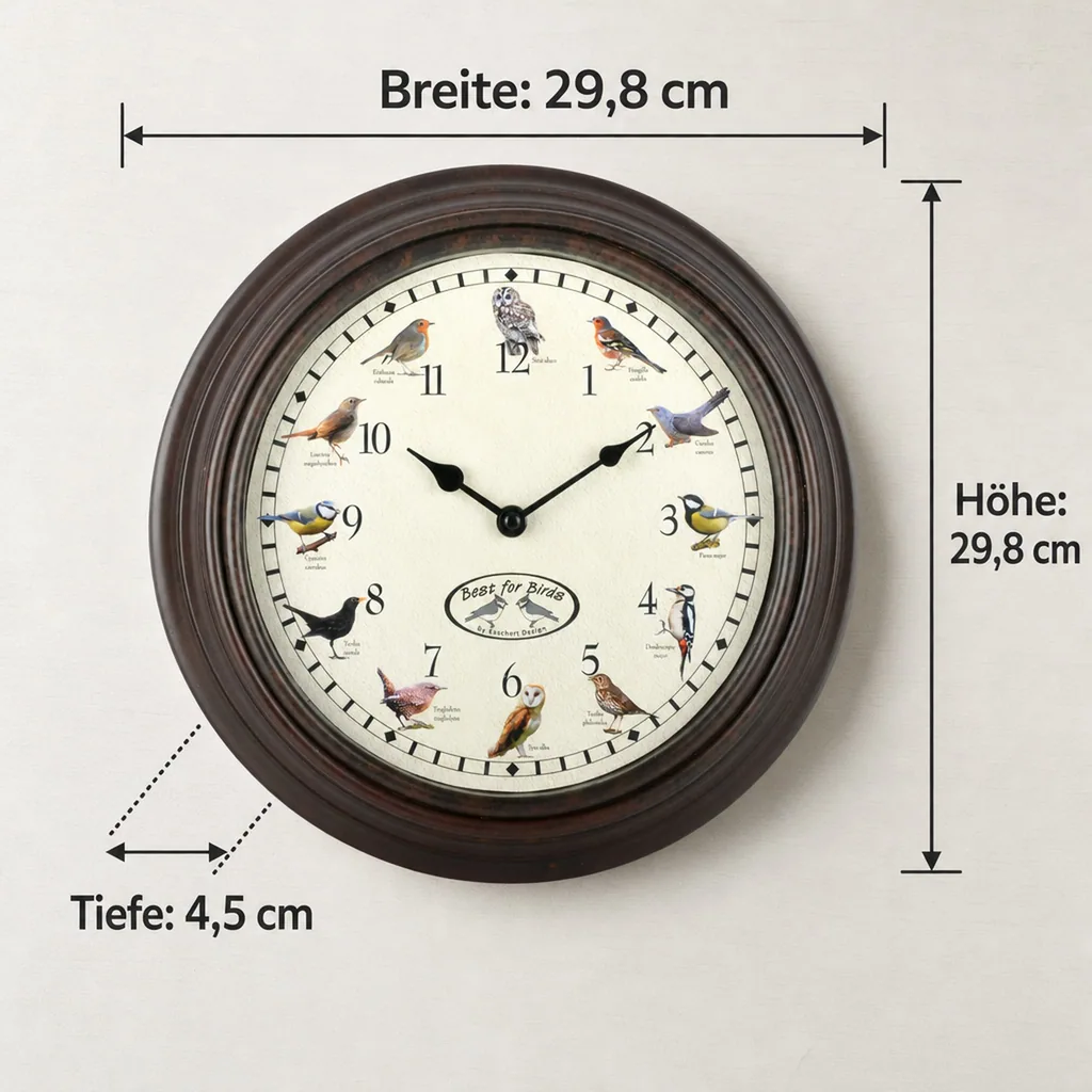 Uhr mit Vogelgezwitscher