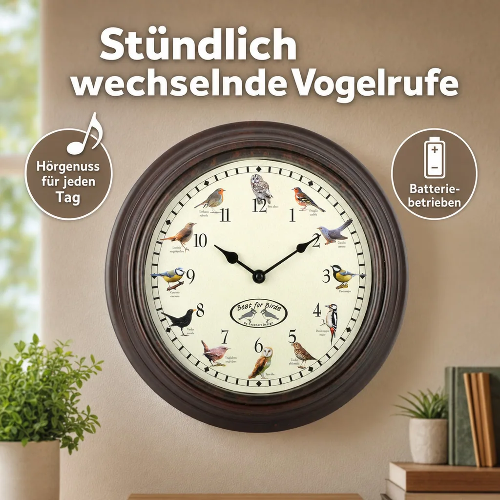 Uhr mit Vogelgezwitscher