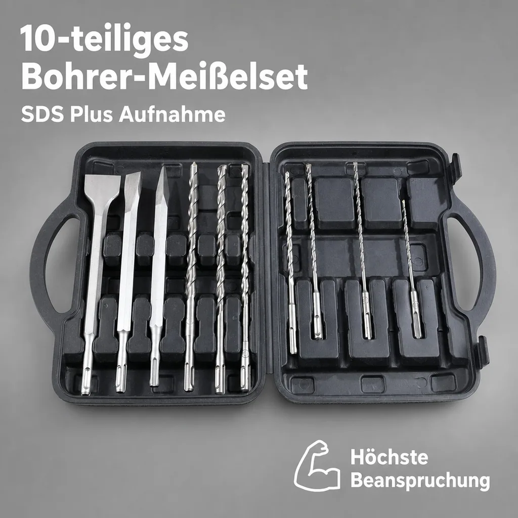 Bohrer- und Meißelset SDS Plus 10-teilig