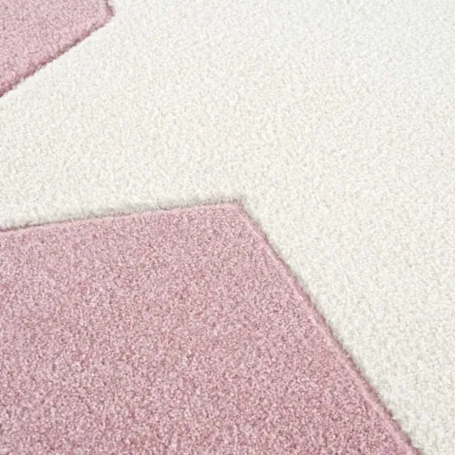 Livone Kinderteppich Stern weiss auf rosa, Teppichgrösse: 160 x 230 cm