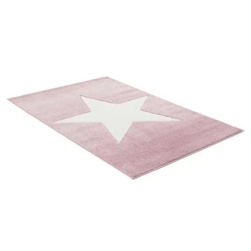 Livone Kinderteppich Stern weiss auf rosa, Teppichgrösse: 160 x 230 cm