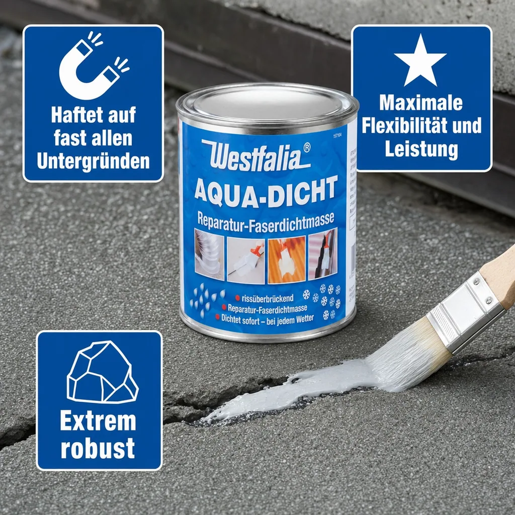 Aqua Dicht - graue Abdichtmasse, faserverstärkt, 1 L Dose